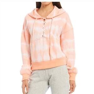 Free People Movement Pink Tie Dye Believer Cropped Pullover Hoodie - Small